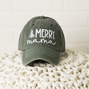 Embroidered Merry Mama Tree Canvas Hat