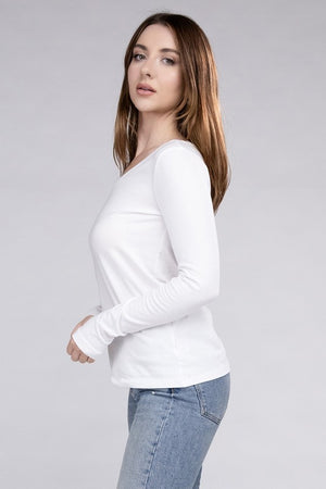 Cotton V-Neck Long Sleeve T-Shirt - Online Exclusive