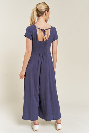 LINEN BUTTON DOWN JUMPSUIT  - Online Exclusive