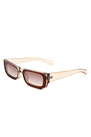 Rectangle Narrow Flat Top Tinted Slim Sunglasses