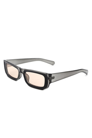 Rectangle Narrow Flat Top Tinted Slim Sunglasses