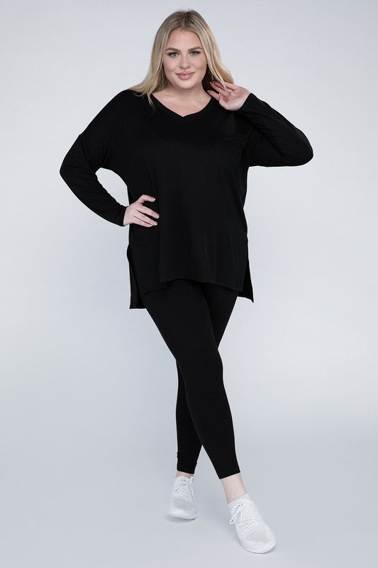 Plus Size Brushed DTY Microfiber Loungewear Set - online exclusive