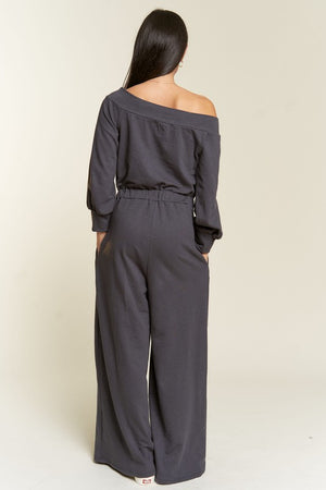 ONE SHOULDER TERRY JUMPSUIT - Online exclusive