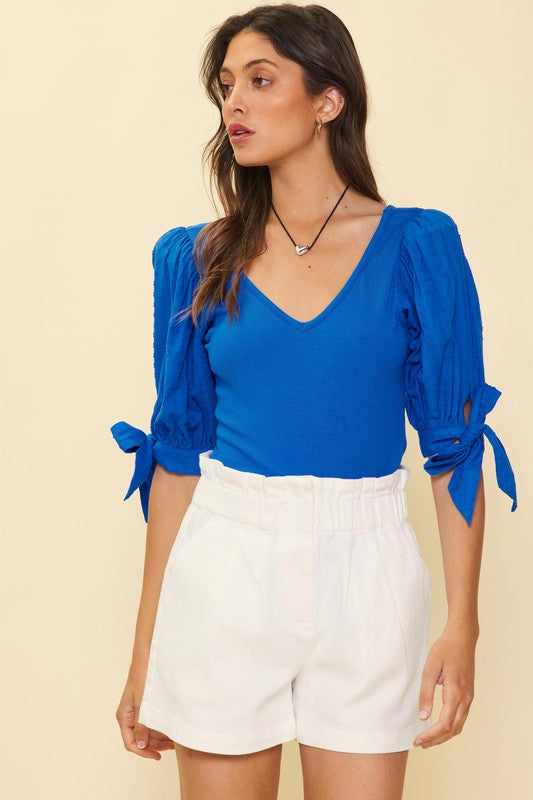 Blue Puff Sleeve Top