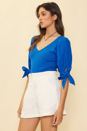 Blue Puff Sleeve Top