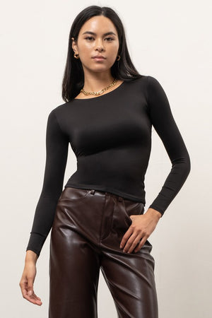 Blackout Round Neck Long Sleeve Top
