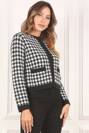 Black check knitted jacket - online exclusive