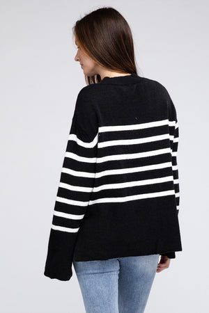 Ribbed Hem Stripe Sweater - online exclusive