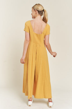 LINEN BUTTON DOWN JUMPSUIT  - Online Exclusive