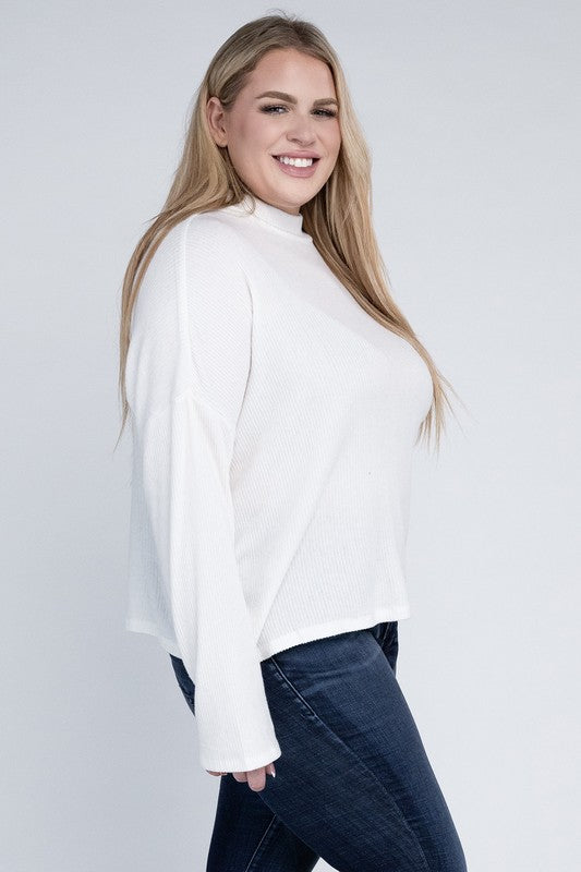 Plus Size Drop Shoulder Long Sleeve Top - online exclusive