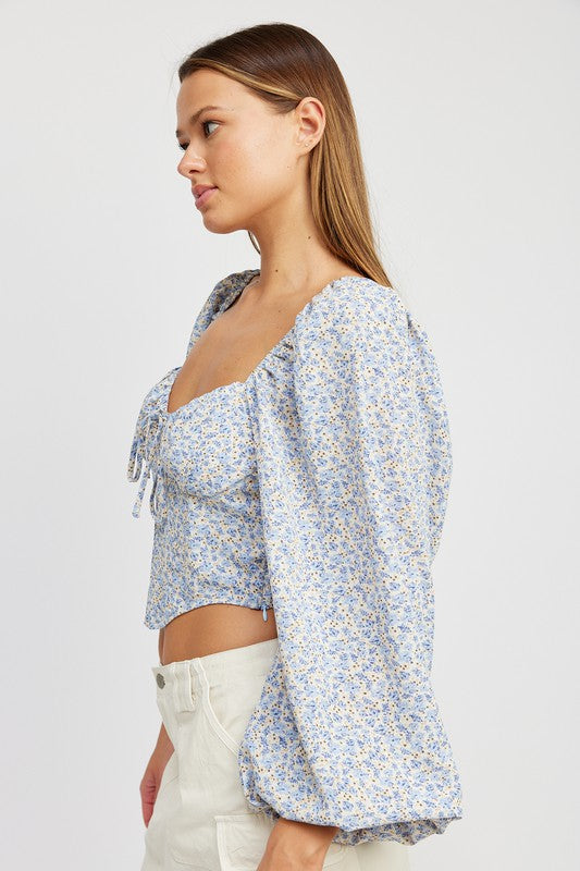 HANKY HEM TOP WITH BUBBLE SLEEVES