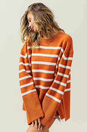 Ribbed Hem Stripe Sweater - online exclusive