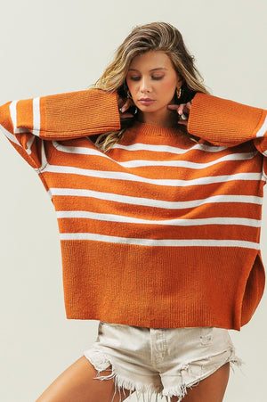 Ribbed Hem Stripe Sweater - online exclusive