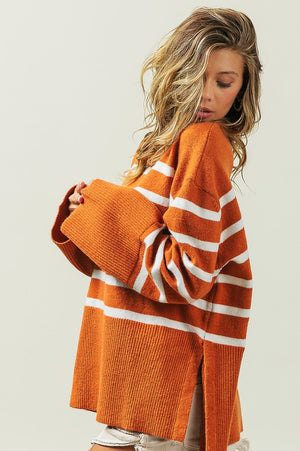 Ribbed Hem Stripe Sweater - online exclusive