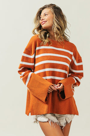 Ribbed Hem Stripe Sweater - online exclusive