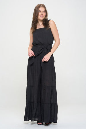 ELASTIC STRAP TIERED JUMPSUIT - PLUS SIZE - ONLINE EXCLUSIVE