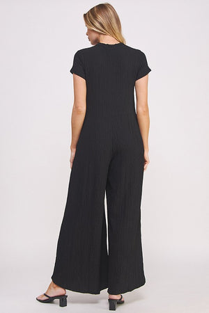 TEXTURED SHORT SLEEVE JUMPSUIT - Plus Size - Online exclusive