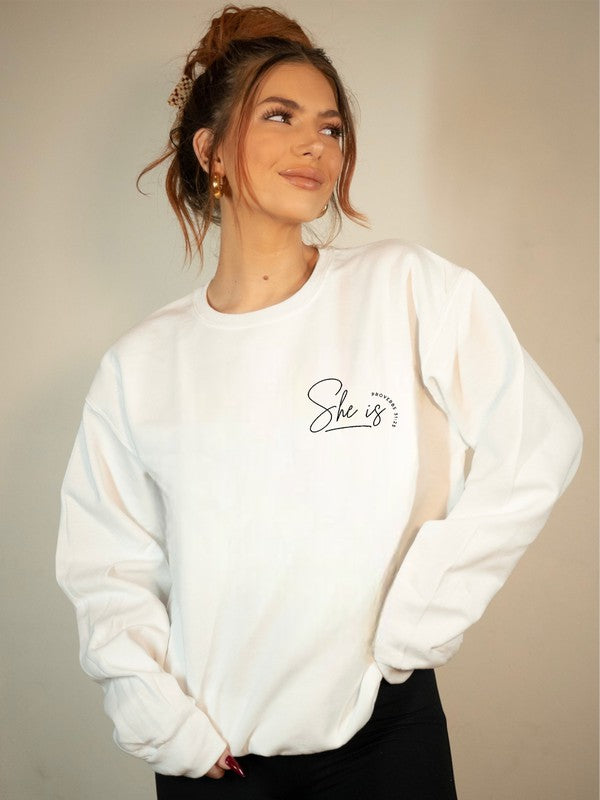 She is Proverbs Bella Canvas Premium Sweatshirt