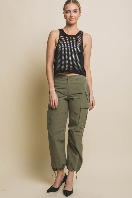 Sleeveless Open Knit Crop Top - Online Exclusive