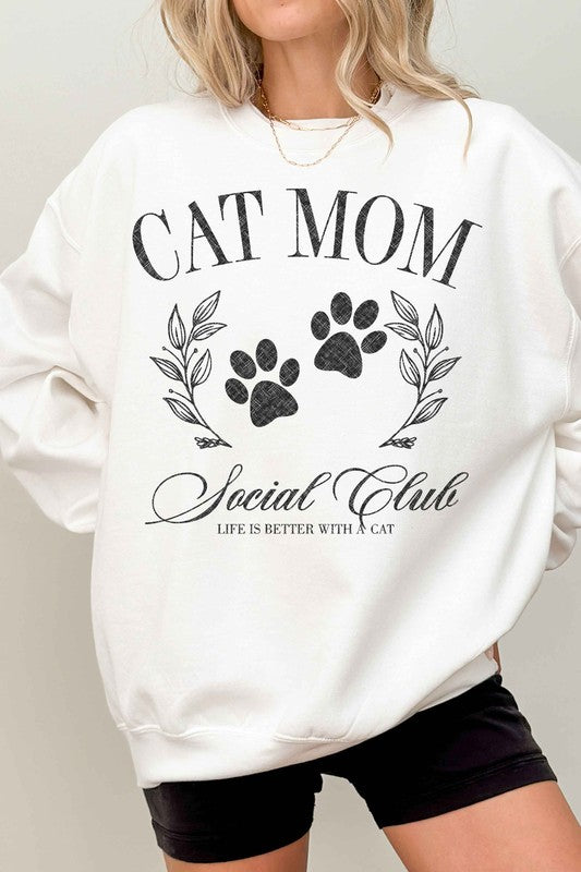 CAT MOM SOCIAL CLUB OVERSIZED SWEATSHIRT - Online Exclusive
