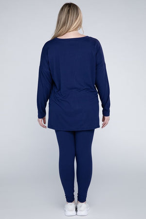 Plus Size Brushed DTY Microfiber Loungewear Set - online exclusive