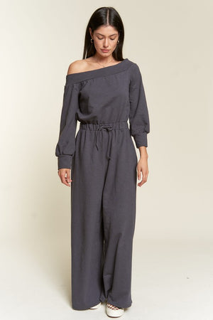 ONE SHOULDER TERRY JUMPSUIT - Online exclusive