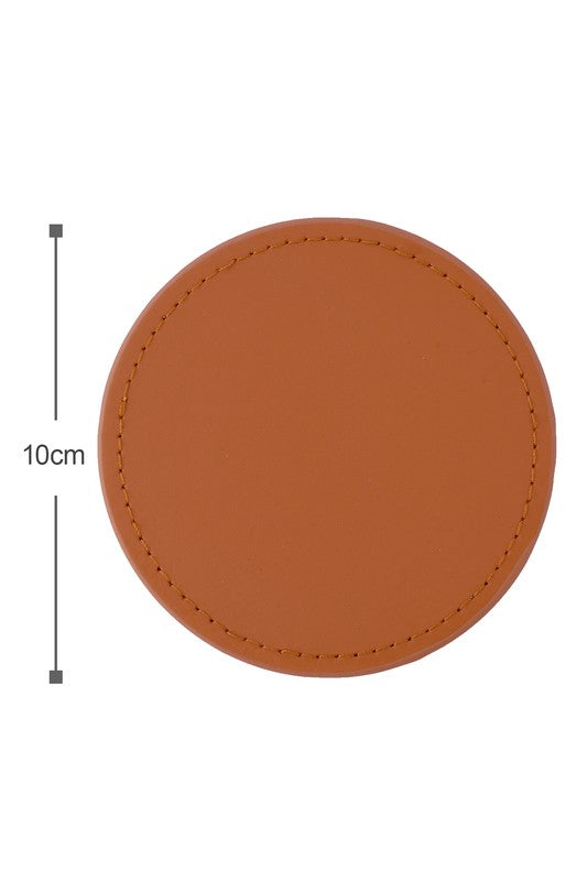 6 Round Faux Leather Coasters Set - Online Exclusive