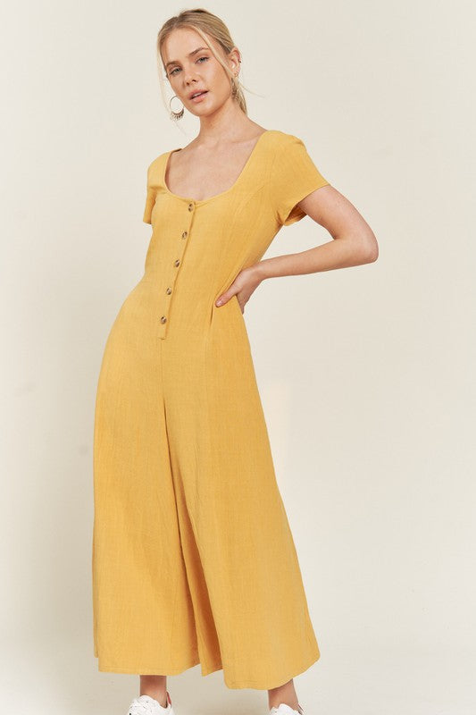 LINEN BUTTON DOWN JUMPSUIT - Plus size - Online Exclusive