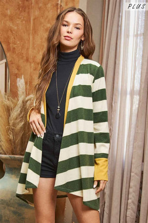 Open Front Striped Draped Cardigan - Plus Size  - Online Exclusive