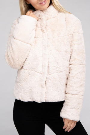 Fluffy Zip-Up Sweater Jacket - online exclusive