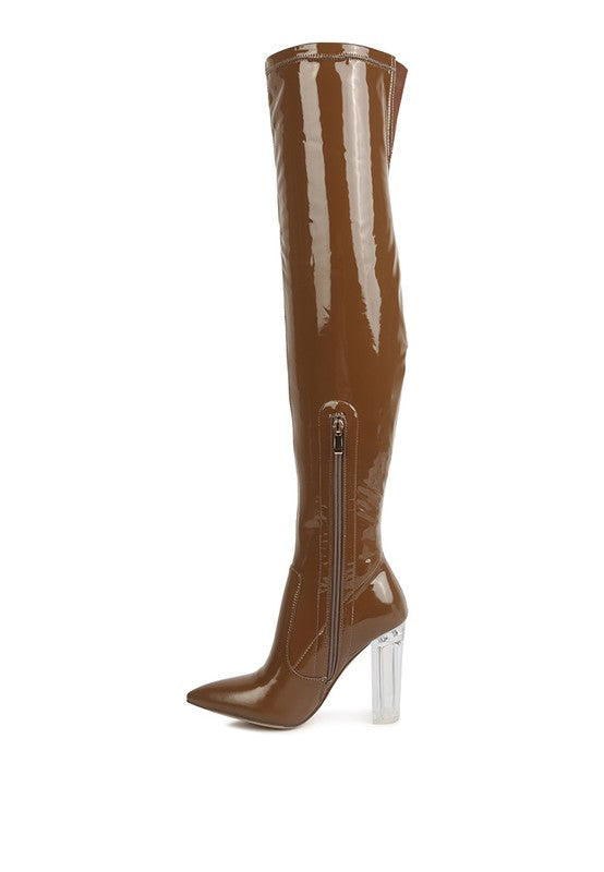 NOIRE THIGH HIGH LONG BOOTS IN PATENT PU - online exclusive