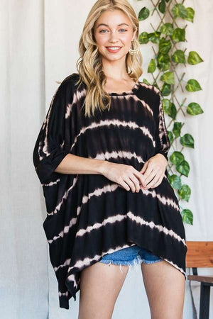 STRIPED TIE DYE ROUND NECK TUNIC - Online exclusive