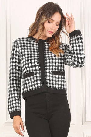 Black check knitted jacket - online exclusive