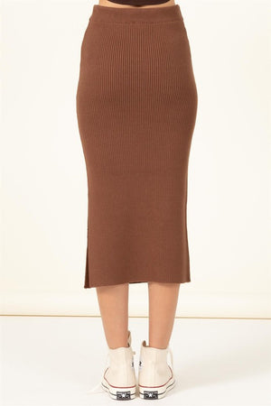 Fashionista High-Waist Ribbed Midi Skirt