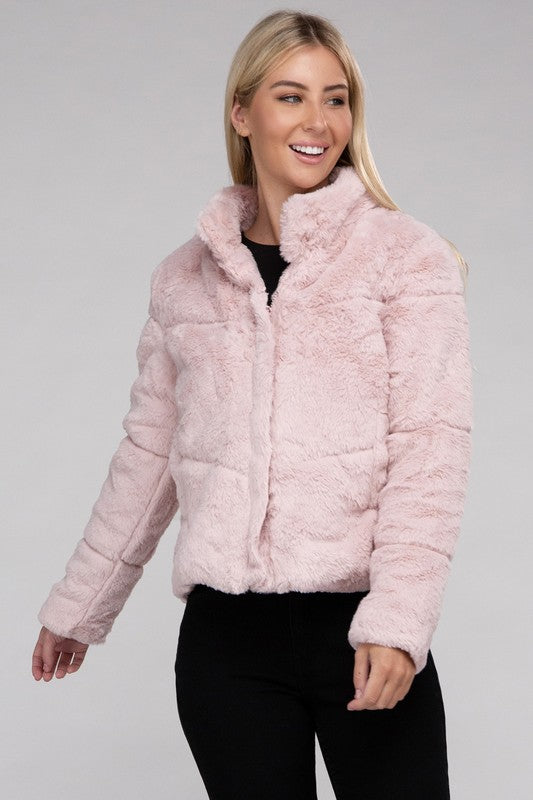 Fluffy Zip-Up Sweater Jacket - online exclusive