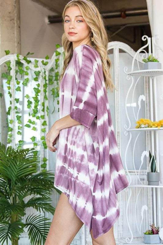 STRIPED TIE DYE ROUND NECK TUNIC - Online exclusive