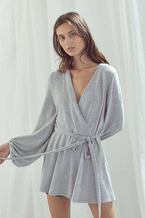 LONG BUBBLE SLEEVE WRAP TUNIC  - Online Exclusive