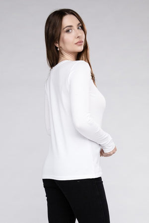 Cotton Crew Neck Long Sleeve T-Shirt - online exclusive