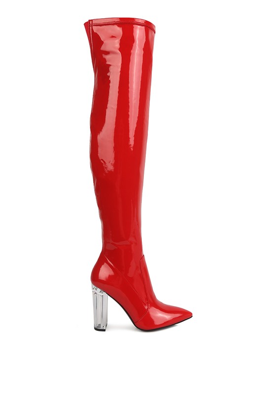 NOIRE THIGH HIGH LONG BOOTS IN PATENT PU - online exclusive