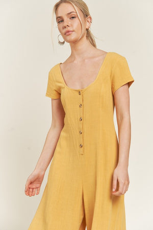 LINEN BUTTON DOWN JUMPSUIT  - Online Exclusive