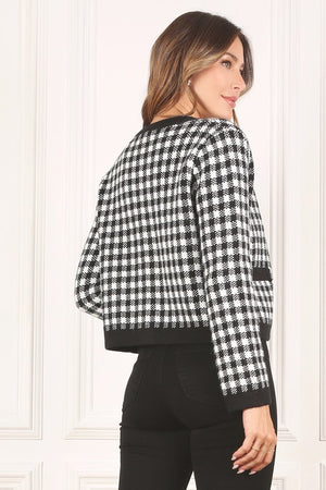 Black check knitted jacket - online exclusive