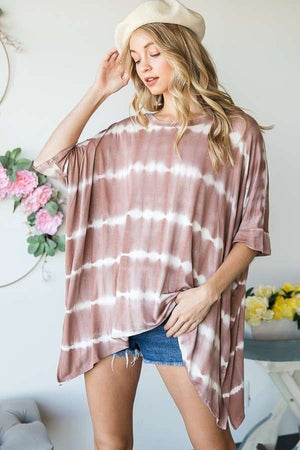 STRIPED TIE DYE ROUND NECK TUNIC - Online exclusive