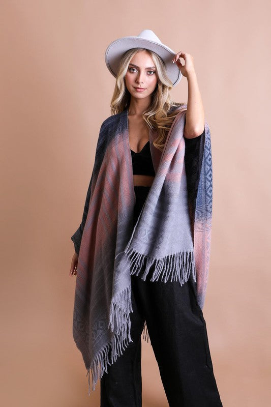 Western Style Colorblend Tassel Trim Serape