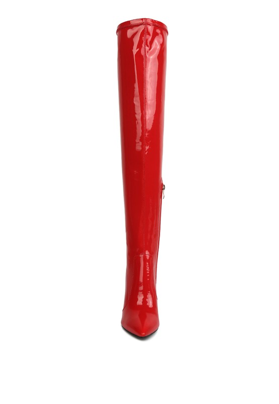 NOIRE THIGH HIGH LONG BOOTS IN PATENT PU - online exclusive