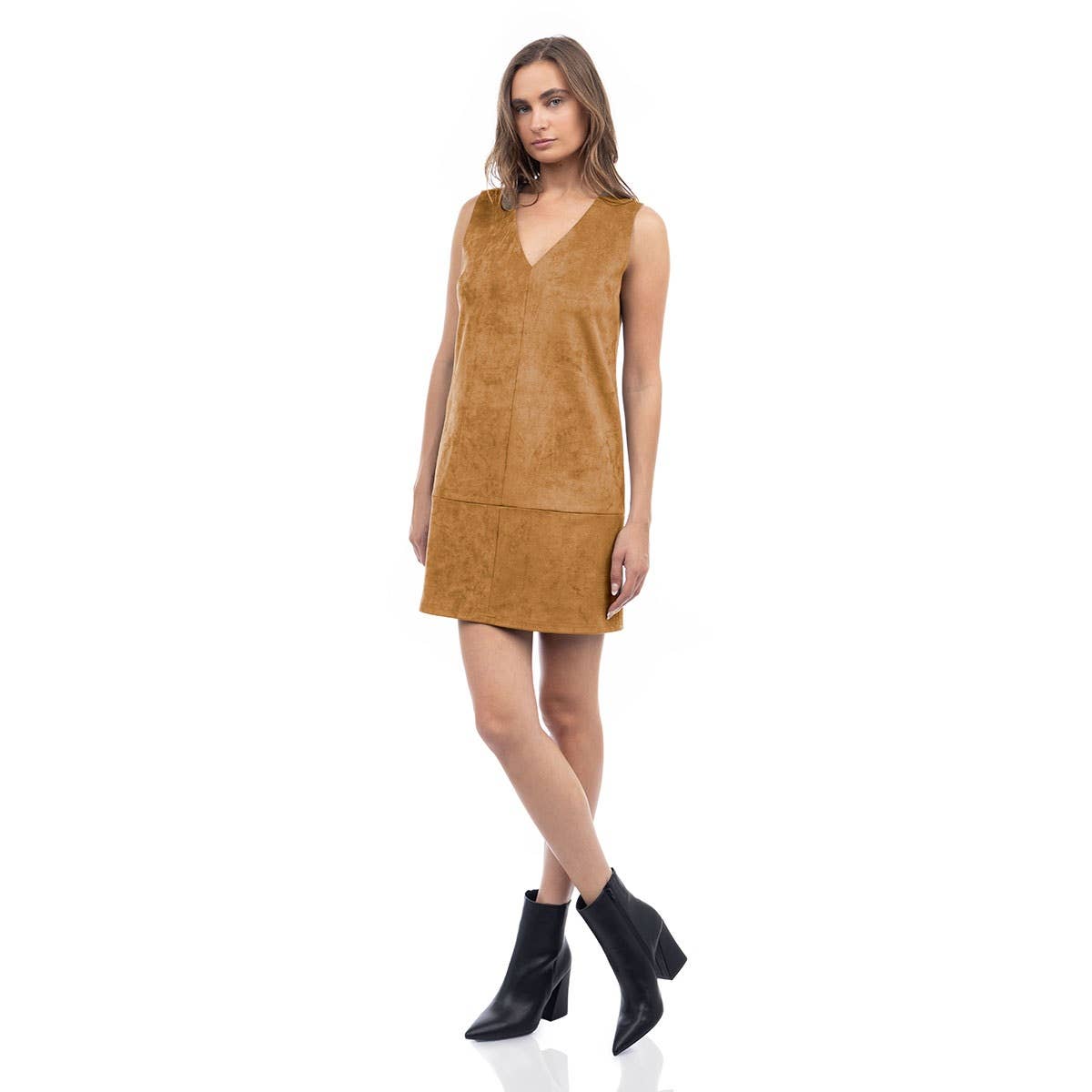 Sleeveless Mini Faux Suede Dress: Black Nicoletaylorboutique Sleeveless Mini Faux Suede Dress: Black Nicoletaylorboutique