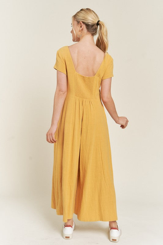 LINEN BUTTON DOWN JUMPSUIT - Plus size - Online Exclusive