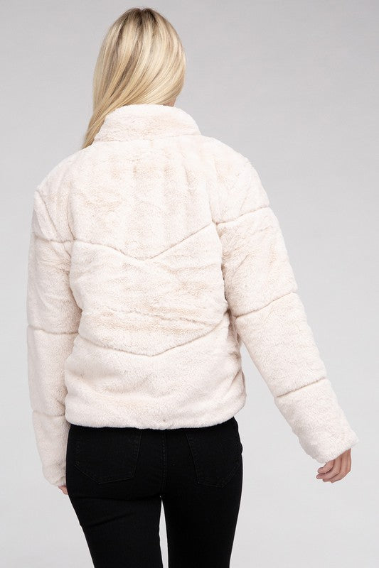 Fluffy Zip-Up Sweater Jacket - online exclusive