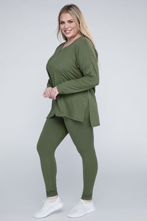 Plus Size Brushed DTY Microfiber Loungewear Set - online exclusive