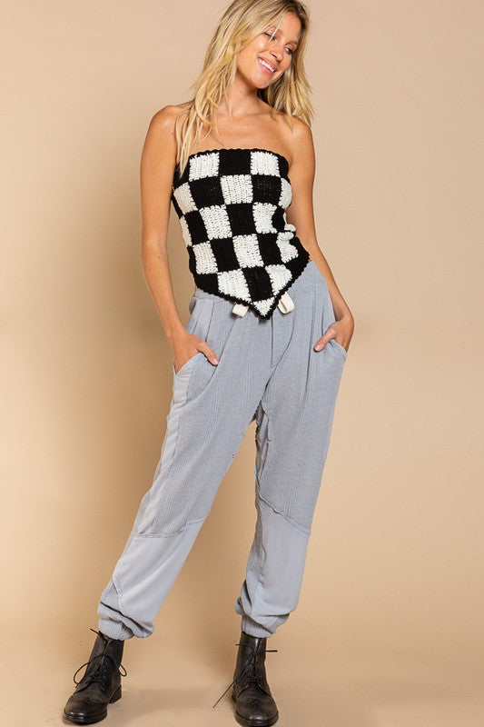 Checkerboard Pattern Tube Top Sweater - online exclusive