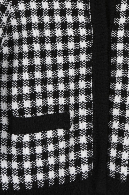 Black check knitted jacket - online exclusive